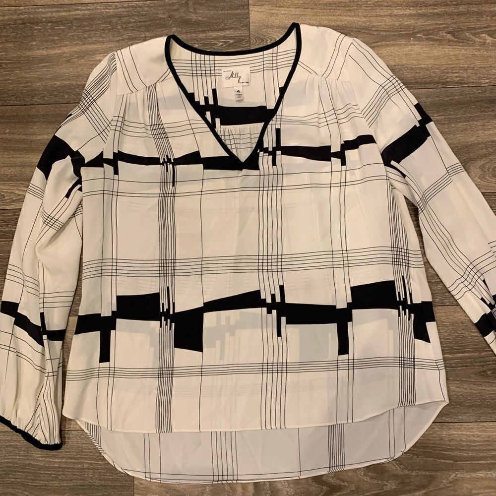Milly of New York blouse.  Size: 4.  Hi lo style.  Long sleeves
